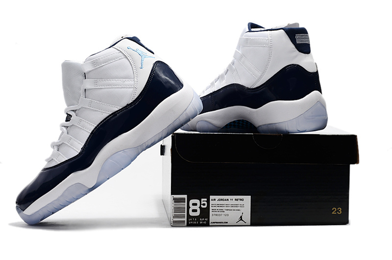Air Jordan 11 Midnight Navy White Blue Ice Blue Shoes - Click Image to Close